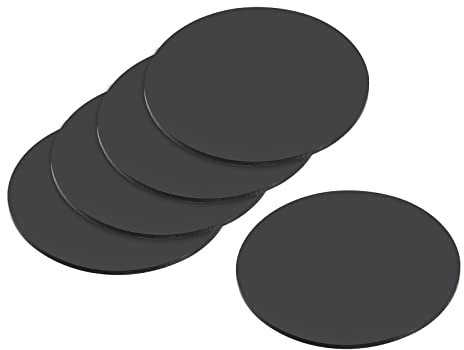 sourcing map 60MM Round Miniature Model Bases, 2MM Thick Circular Base, Black Pack of 5