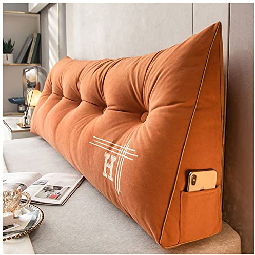 LANAZU Dreieckiges Kopfteilkissen, Lesekissen für die Nachtruhe, Kopfteilkissen für das Schlafzimmersofa, geeignet für Patienten und ältere Menschen (Orange 39in/100cm)
