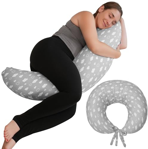 DancesCat Refrigeración Almohada corporales Embarazada Dormir,XXL Cojin Lactancia Bebe con Funda 100% de Algodón,Cojin Embarazada,Ajustable Cojin de Lactancia,Almohada de Embarazo