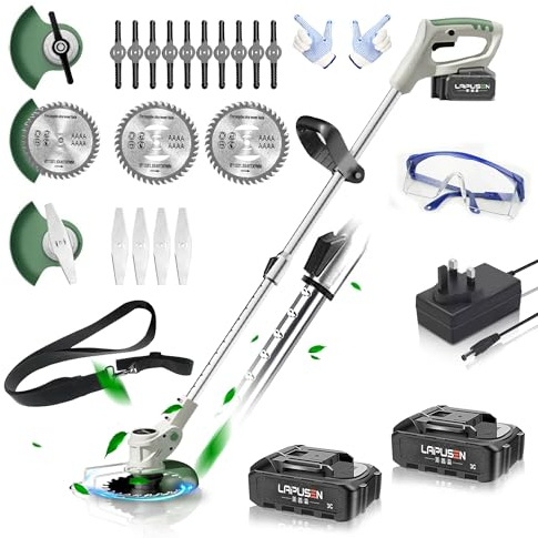 Metal Blade Cordless Strimmer 21v Grass Trimmers With 1 Pruning Shears 16 Blades 15cm Cutting Diameter Cordless Strimmer For Lawn Trimmingtwigsbrush Cuttingsuitable For Light Work