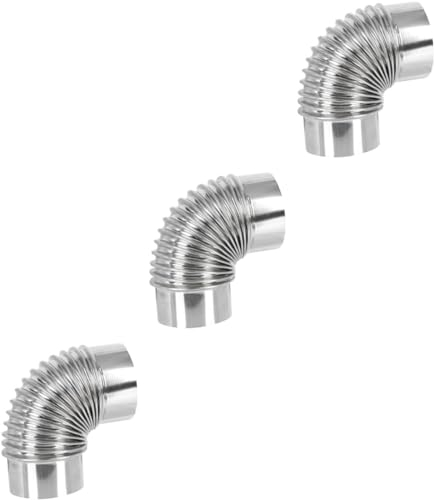 3 piezas de tubo de escape de chimenea, conducto flexible aislado, estufa de calefacción, tubo de estufa de humos, codo, kit de tubería de estufa de pellets, tubos de estufa de codo, resina de rana,