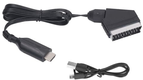 Tbest Convertitore di Interfaccia Multimediale da HD a SCART, Supporto 480i 576i, DVI a CVBS, NTSC PAL, Tecnologia di Ridimensionamento Portatile e Facile da Usare