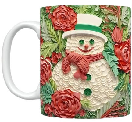 Weihnachtstassen - Weihnachtstasse | Schneemann Keramiktasse | Kaffee Weihnachten Tasse Schneemann Tassen | Weihnachten Kaffee Keramik Tasse | Keramikbecher Festliche Tassen Winter für Wein Suppe Saft