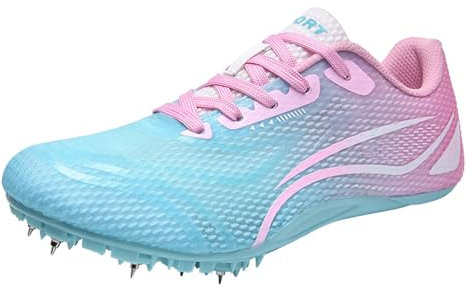 ZHENSI Zapatillas De Atletismo con Clavos para Hombre Y Mujer Zapatillas De Carreras De Velocidad Y Saltos para Niños,Rosado,37 EU