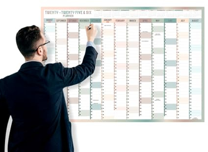 Calendrier mural 2025-2026 Grand calendrier annuel A1 Planificateur académique 59,4 x 84,1 cm (plié) (1 pièce)