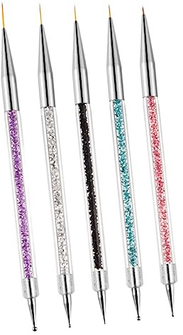 Beavorty 5pezzi Penna Per Nail Art Punta Doppia Per Disegnare Unghie Accessori Per Manicure Per Linee Dettagli Fini Fiori e Motivi Vari