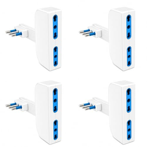 4 stycken vit platsbesparande adapter, 16A 2P+T kontakt med 2 italienska tvåstegsuttag 10/16A, AC 220 V Max 1500 W
