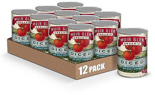 Muir Glen Organic Diced Canned Tomatoes, No Salt Added, 14.5 oz. (Pack of 12)