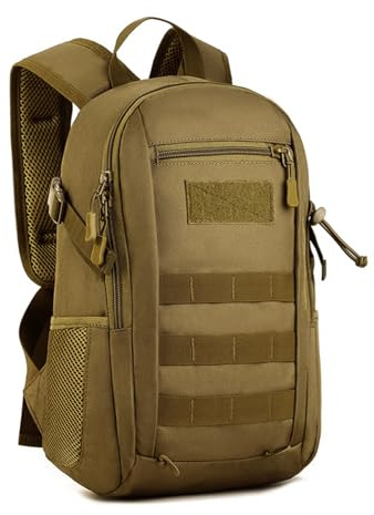 HUNTVP Militär Rucksack 20L Bundeswehr Rucksack Herren Taktisch Klein Wanderrucksack Molle Daypack Schulrucksack für Sport Reise Wandern Camping (20L-Braun)