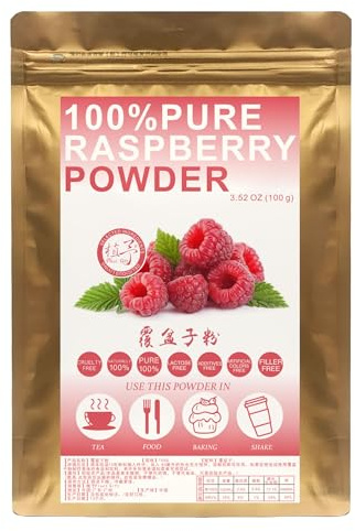 Plant Gift 100% Pure Natural Raspberry Powder Meal Powder 覆盆子粉 Polvo de zumo de frambuesa - polvo de zumo de frambuesa fruta - batido vegetariano y bebida 100g