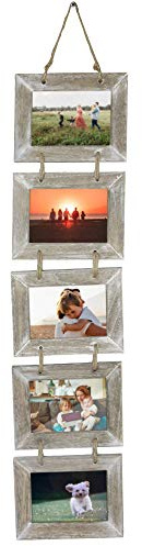 5 Hanging Wooden Photo Frames|Rustic Wall Picture Frame Collage | Multi Photo Frame, Wall Gallery Frame, Family Picture Display, Rustic Home Décor, Freestanding or Hanging