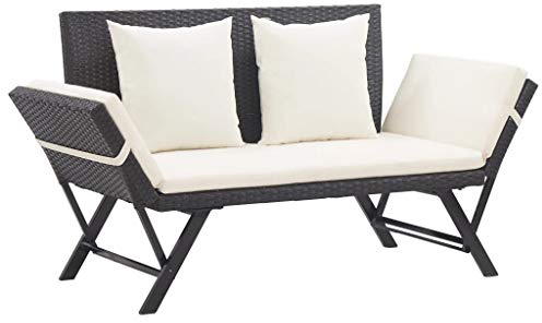 Tidyard 2-in-1 Tagesbett Outdoor Sonnenliege/Gartenbank Bank Liegestuhl Beide Seiten sind verstellbar (130-176) x 70 x 80 cm,Sitzhocker Gartenliege Gartensofa für Outdoor Garten Terrasse Schwimmbad