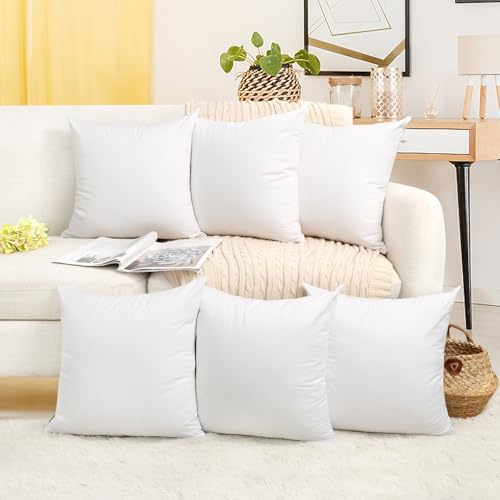 Coddsmz 6 Pack Decorative 100% Cotton Pillow Covers Square Cushion Cover Solid DIY Throw Pillowcase for Home Bed Sofa Anniversary Valentines Gifts,Pure White,6 Pack-18 x 18/45x45cm