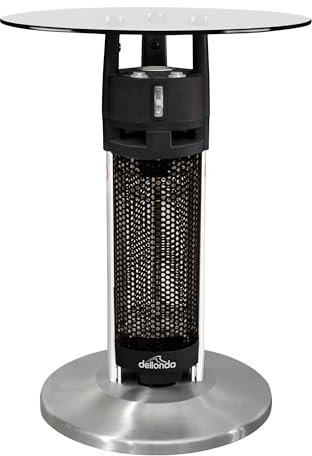 Dellonda Bistro Bar Table with 1200W Patio Heater, 65cm, Black/Stainless Steel - DG62