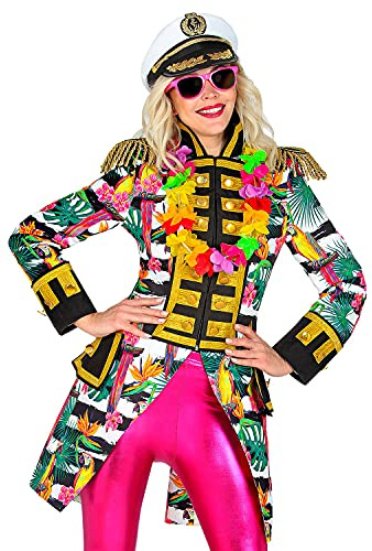 Widmann 51381 51381-Hawaii parade-frack, trädgårdsuniform, blommor, palmblad, cirkusdirektör, kostym, karneval, temafest, damer, flerfärgad, S