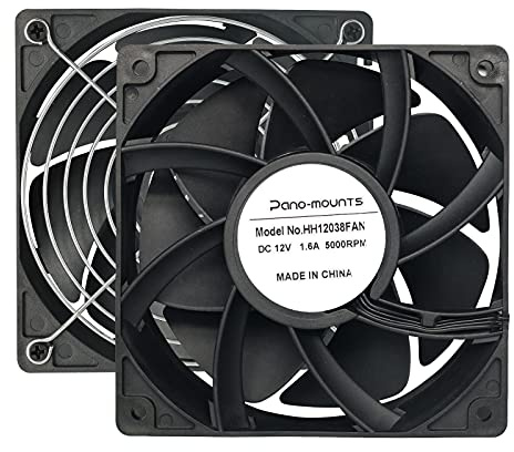 2-Pack 120mm 12V DC 12038 120mm x 38mm 4.72inch High Speed Dual Ball Bearing 4Pin Antminer Fan PWM High CFM Brushless PC Computer CPU Case Ventilation Exhaust Fan with Metal Guard Grill 3000-5000RPM