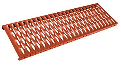 Parotec Dachtirtt Steigtritt 1500 mm Ziegelrot Kaminpodest Laufrost | Verschiedene Längen, Laufgitter, Gitterrost, feuerverzinktes Stahlblech, Korrosionsschutz