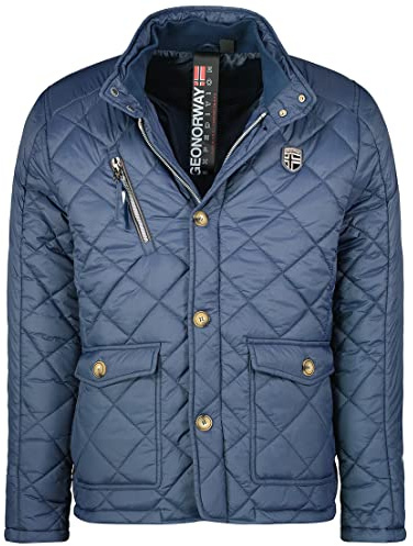 Geographical Norway Cargue Men - Chaqueta acolchada cálida para hombre - Chaqueta de abrigo cálida con forro de invierno para hombre - Chaqueta a prueba de viento de manga larga (Azul_marino S)