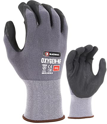 Blackrock Oxygen Safety Work Grip Gloves | Nitrile Engineering Gripper Gloves for Work, Optimal Oil Handling, for Men and Women, Construction, Warehouse, Size 9/Large