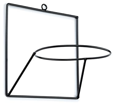 HowHomely Support mural, pour pot de fleurs, rond, 16,5 cm de diamètre, en métal, noir, décoration à suspendre