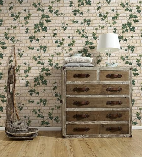 GAULAN 453911 - Tapete, Abwaschbar. Ziegelmauertapete in Dachziegelfarbe mit 3D-Relieftextur für Wohnzimmer Küche Bad Esszimmer - Rolle 10 m x 0,53 m