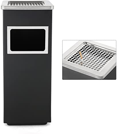 Dyna-Living Rubbish Bin Outdoor Stainless Steel Trash Bin with Grid Lid