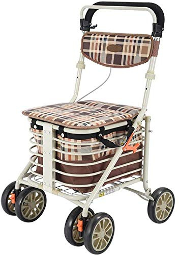Deambulatore deambulatore a quattro ruote in alluminio Sedile per ausilio alla deambulazione e cestello per la spesa Regolabile in altezza Design leggero e sicuro Deambulatore deambulatore Interesting