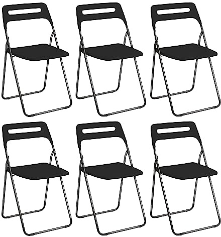 Baroni Home Silla Plegable para Ahorrar Espacio, Silla de Comedor para Interior y Exterior con Estructura de Acero, 42x38x78 cm (Negro, 6)