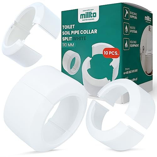 10x Millto™ WC Anschluss Rosette Klapprosette 110mm 2-tlg. WC-Stutzen Abdeckrosette Weiß Toilettenrosette Kanalisationsrohrabdeckung Rohrrosette Abdeckelement