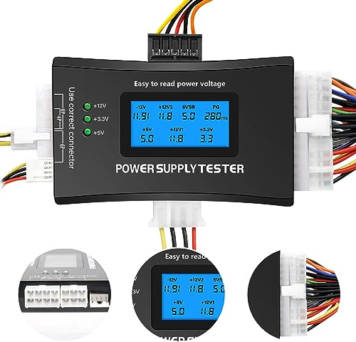 APKLVSR Netzteil Tester für PC,LCD Computer PC Power Supply Tester für ATX/ITX/IDE/HDD/SATA/BYI-Anschlüsse Netzteiltester, digitaler LCD-Bildschirm