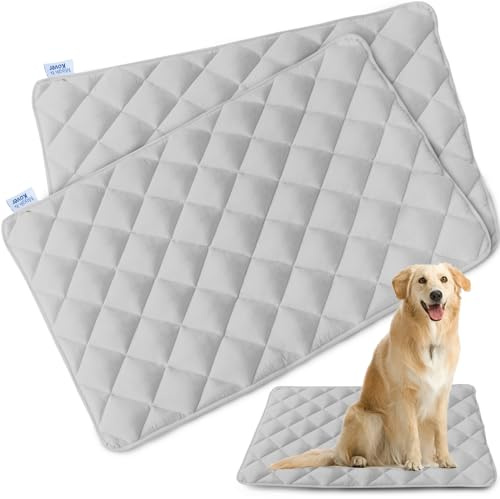 Magik & Kover Hundekäfig-Matte, 2 Stück (106,7 x 71,1 cm), Hundebett-Pad zum Schlafen, passend für Hundekäfige, Matte mit rutschfester Unterseite, waschbar und rutschfest, Grau | Passend für 106,7 cm große Kisten, weich, maschinenwaschbar, Hundehüttenpolster