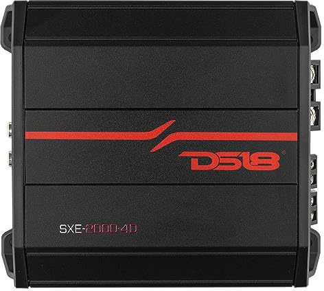 DS18 SXE-2000.4D - Amplificador de coche de 4 canales clase D rango completo 4X 150 vatios RMS @ 4 ohmios - Amplificador potente y compacto para altavoces en sistema de audio de coche - Amplificador