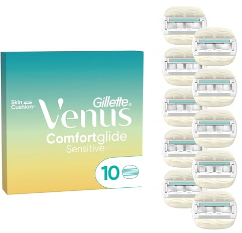 Gillette Venus Pro ComfortGlide Sensitive Damenrasierklingen mit einem Hauch von Aloe Vera, 10 ORIGINAL Ersatzklingen für Damenrasierer