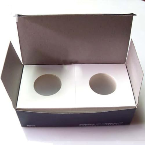 Emiif 50 soportes de cartón para monedas, 100 x 50 mm, fundas protectoras para monedas, vitrinas para suministros de colección de monedas (40 mm)