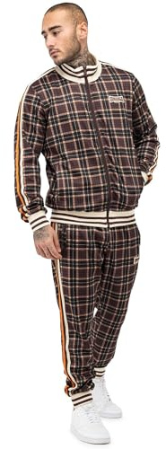 Lonsdale Herr träningsoverall smal passform HEDLEY, brun/ecru/orange, S, 117638, Brun/ecru/orange, S