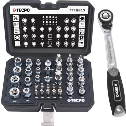 TECPO Außentorx Nüsse Steckschlüssel Satz Innentorx Bits Nussset + 3/8 Ratsche Knarre