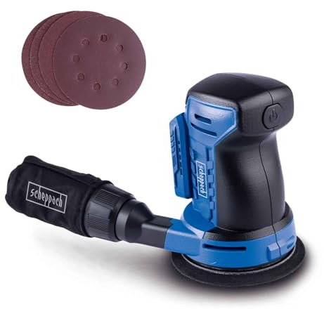 Scheppach Akku-Exzenterschleifer C-OBS125-X 20V Schleifmaschine mit Softstart | SchleiftellerØ 125mm | Schwingkreis 2mm | Softgrip-Griff & Staubabsaugung | 20V-IXES-Serie | Ohne Akku & Ladegerät