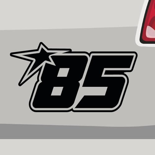 Stickerfreaks Startnummer 85 Aufkleber Rennen Sticker Stern Kleber Auto Bike Decal Kleber Aufkleber Größe: 45x25cm (XXL) | Farbe: 10-weiß | Rennen Sticker Kleber Deko Tuning Startnummer