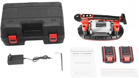 DCSYOG Machine à carreler avec ventouse électrique à vide, 21 V 2000 mAh, outils vibrants pour carreaux, machine d'installation de carrelage réglable à 6 vitesses