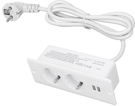 Toma de Corriente Integrada 2 USB 2 Puertos CA 230-265 V 10 A Toma de Escritorio Empotrada en el Escritorio Concentrador de Alimentación Instalación de Muebles de Material (WHITE)