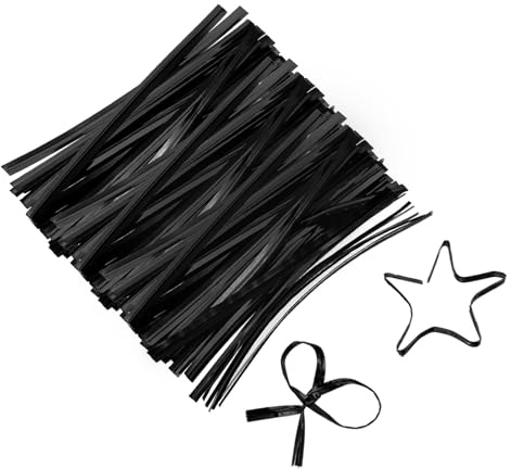 sourcing map 2.3 Twist Ties, Metallic Twist Ties, Reusable Plastic Coated Twist Ties for Bakery, Candy Bags, Coffee Bags, Goodie Bags, Pack of 800, Black