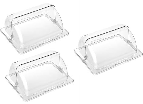 Clear Chafing Dish Covers Half Size Roll Top Food Display Cover Plastic Bakery Pan Dustproof Lid for Hotels, Restaurants, Banquets, Dessert Shops, 3