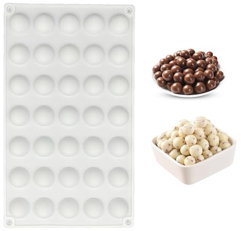 duoyif Stampi Semisfera Silicone Per Cioccolato Ø 2,5cm, Stampo Da Forno a Sfera, Stampo In Silicone Emisfero Per Cioccolato Pralina Mousse a Cupola Decor Torta, Senza BPA (35 cavità, Ø 2,5cm)