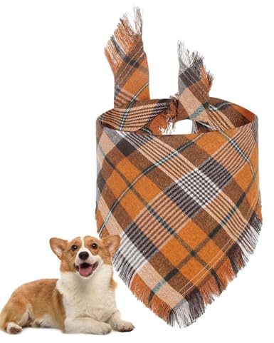 Triangulär hundhalsduk, rutig hundhalsduk, andningsbar triangel hundbandana | husdjurstillbehör, tvättbara husdjur bandanas för