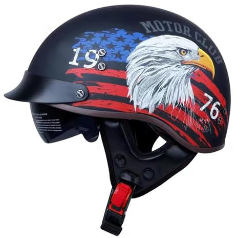 EBAYIN Casque Demi Jet, Casque Bol Vintage Casque Ouvert Casque Jet Retro Casque Scooter for Hommes Et Femmes, Casque Moto Casque De Chopper Homologué ECE avec Visière Intégrée(N,M=(57~58cm))