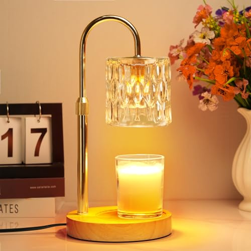 HAIDOLIANG Scented Candle Warmer Lamp with Timer, Adjustable Height & Stepless Dimmable，Gifts (Clear Cylinder)