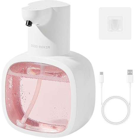 CLIUNT Seifenspender Automatisch, Elektrischer Seifenspender, Elektrischer schaumseifenspender, Seifenspender Wandbefestigung, mit USB Wiederaufladbar, für Bad Toilette Küche und Büro, Weiß