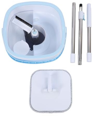Mop de y Conjunto de Cubos, Tormenta Cuadrada Giratoria de 360 ​​Grados de 360 ​​Grados con Compartimentos de Separación de Agua Sucios Limpios y Ajustable para Pisos de