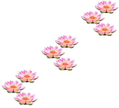 Lot de 9 lanternes d'extérieur décoratives pour piscine, bougie de mariage, bougie décorative, éclairage rotatif rose lys