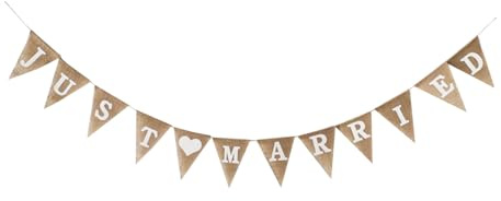 Just Married Girlande, Rustikale Wimpelkette aus Jute & Baumwolle, Deko Hochzeit, Vintage Hochzeitsgirlande, Verwendet Just Married Deko für Hochzeitsauto & Fotobooth, Empfang & Gartenparty
